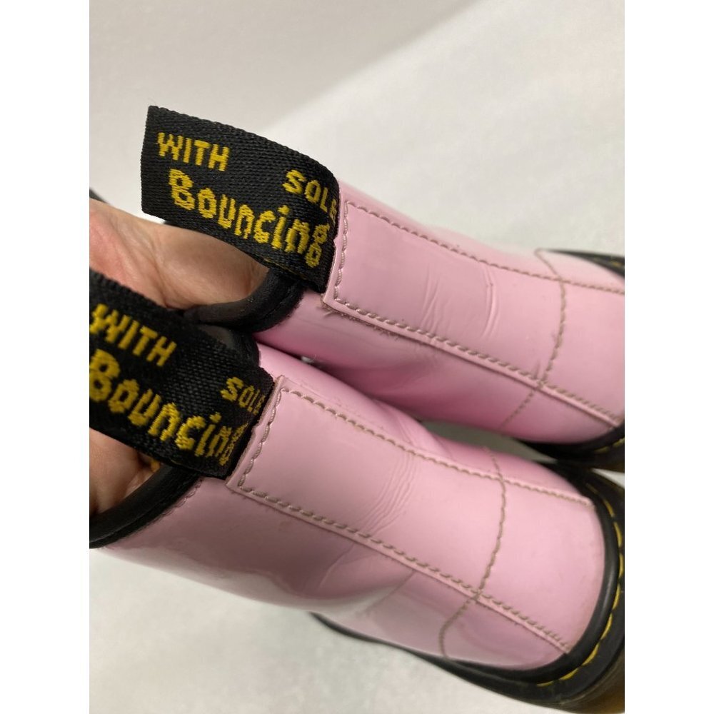 Dr. Martens Pink patent Leather Ankle Boots 1460J Youth size 2 Zip Lace Barbie - Picture 5 of 15